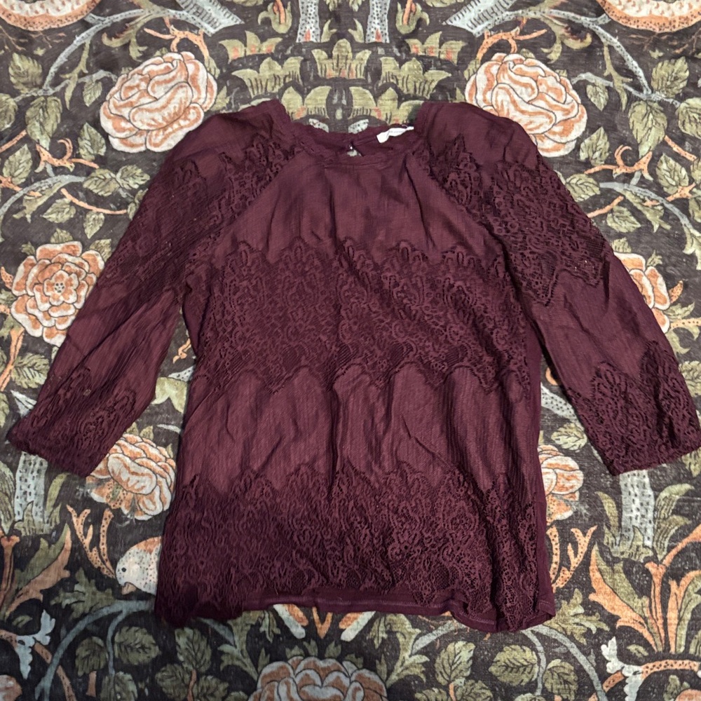Chic Burgundy Lace Blouse